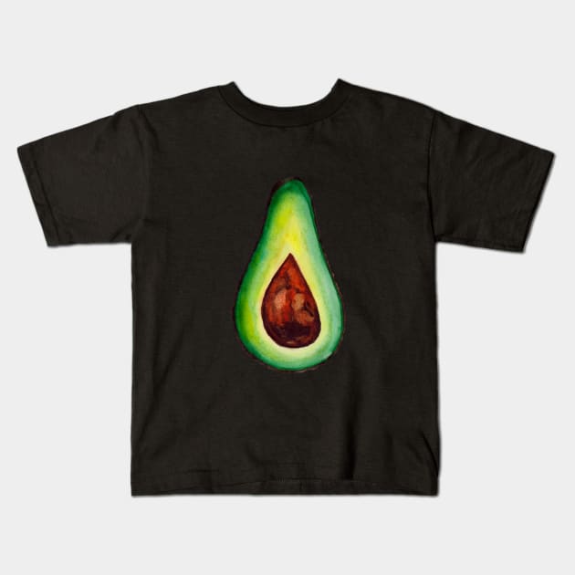 Green fresh watercolor avocado Kids T-Shirt by deadblackpony